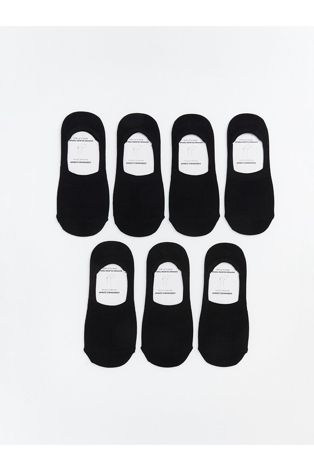 Nevavm Farkıyla Lcw Accessories Black Plain 7-Piece Pack Men's Ballerina Socks