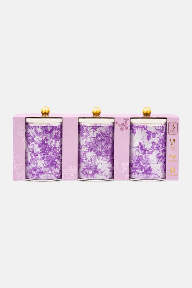 3 Pieces Glass Jar 500 ml Set, Multicolor