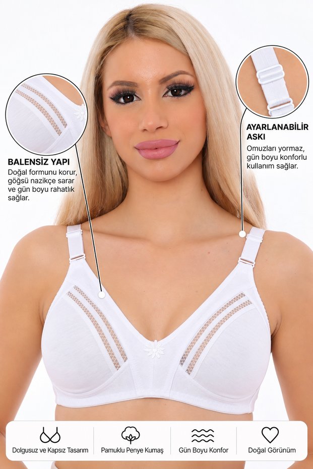 Cotton Combed Cotton Wire Free Supportless Unpadded Non-Padded Non-Cupped Gathering Minimizer Bra Sb1007