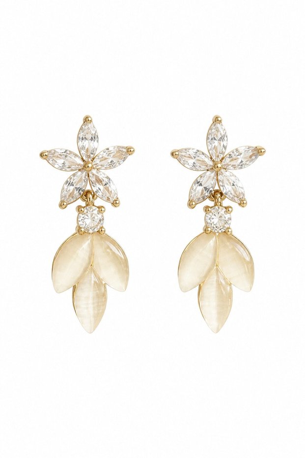 Resin leaf flower earrings