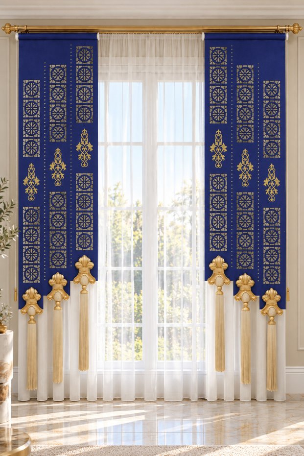 Varak Motif Japanese Background Curtain