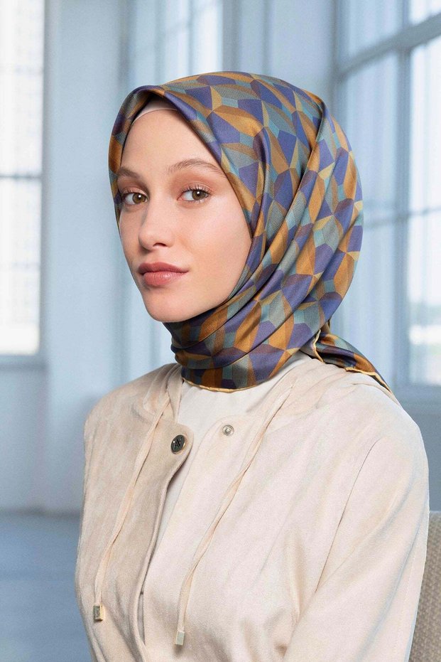 Silk Scarf - Nostalgia Series - 9204D-39 - Tivil - Modern Mosaic Model