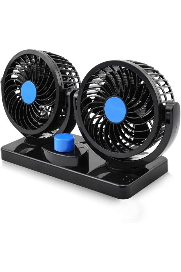 Electric Car Fan for Dashboard 360 Degree Rotatable Dual Head, 2 Speed Cooling Air Fan