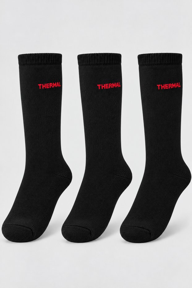 3 Pack Black Thermal Towel Thick Men's Socks