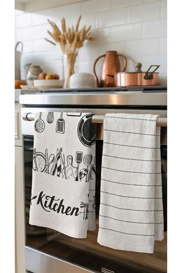 Kitchen 2'li Baskılı Mutfak Havlusu