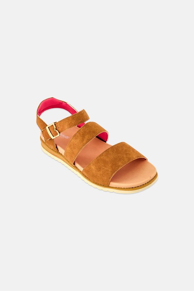Kids Girl Island Glow Adjustable Buckle Closure Sandals, Brown