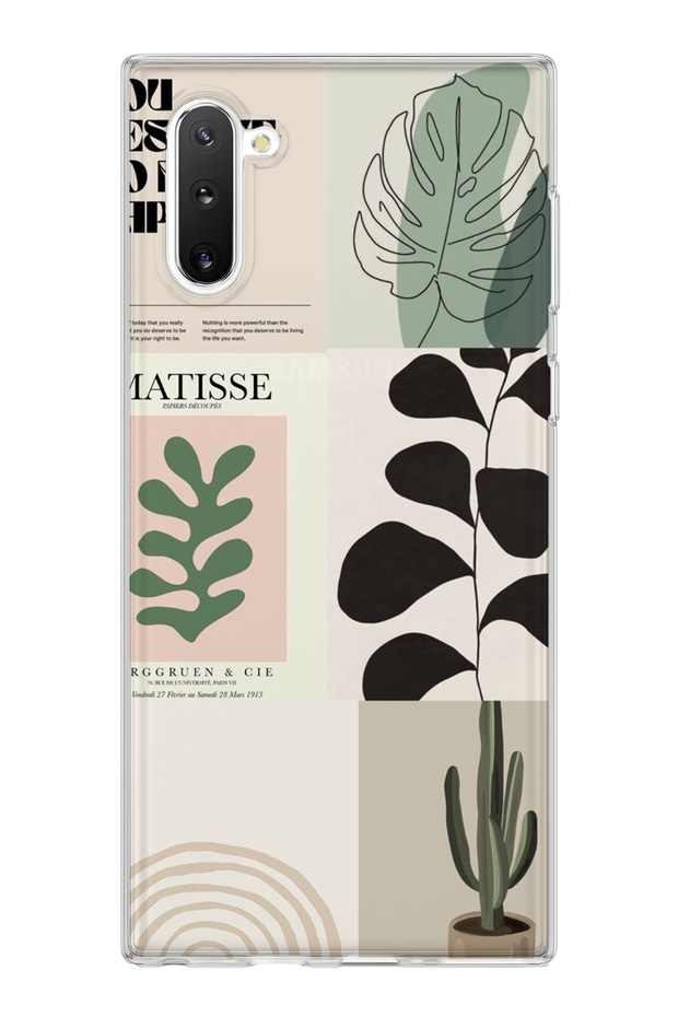 حافظة هاتف شفافة مطبوعة عليها شعار Leaf Cactus متوافقة مع هاتف سامسونج جالاكسي نوت 10