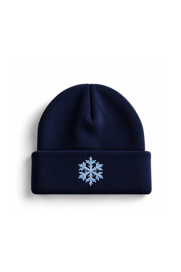Snowflake Embroidered Knitwear Winter Beanie - Winter New Year Snowflake Themed Embroidered Knitwear Beanie