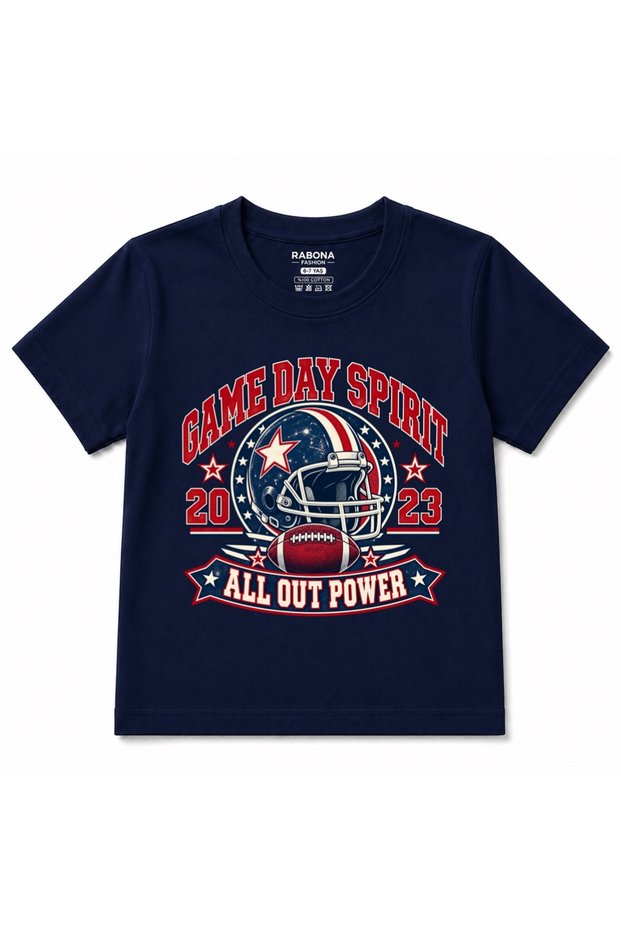 Game Day Spirit 2023 All Out Power Vintage American Football Graphic Kids T-Shirt