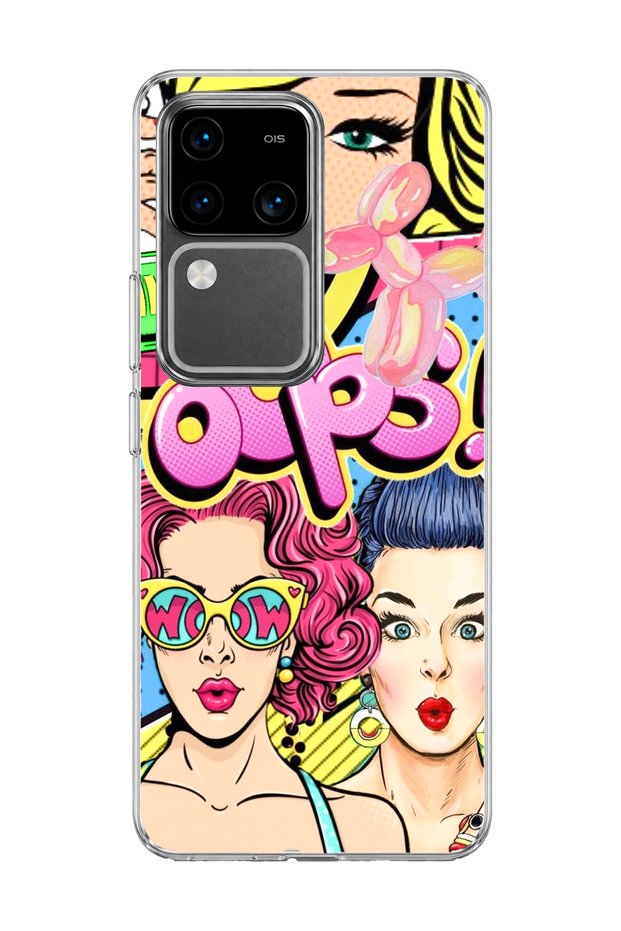 Vivo V30 5g Compatible Colorful Comic Women Printed Transparent Phone Case