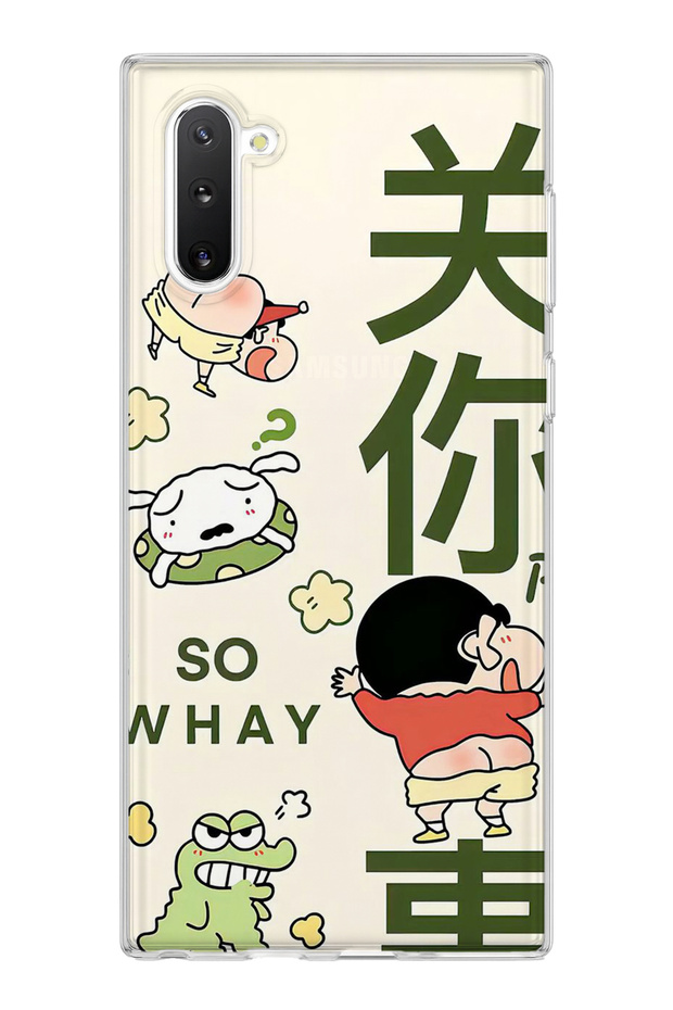 Samsung Galaxy Note 10 Compatible Funny Character Green Text Printed Transparent Phone Case