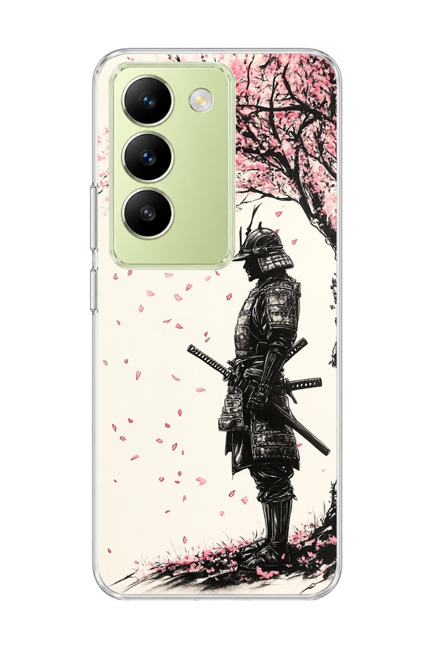 Vivo V30 Lite 4g Compatible Samurai Cherry Wood Printed Transparent Phone Case