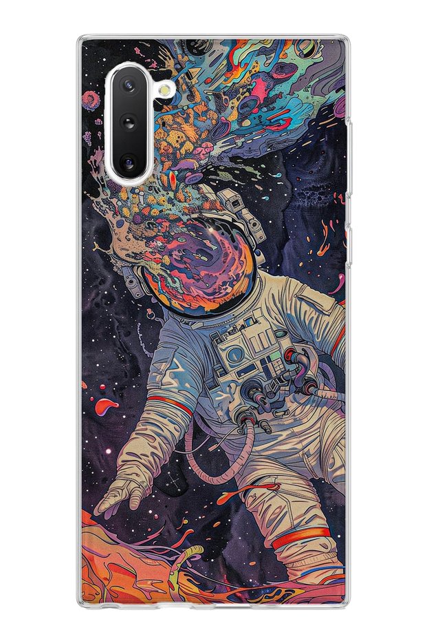 Samsung Galaxy Note 10 Compatible Colorful Astronaut Printed Transparent Phone Case