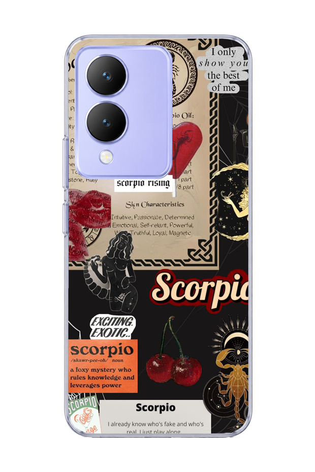 Vivo Y17S Compatible Scorpio Sign Printed Transparent Phone Case