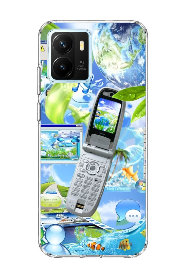 Vivo Y15S Compatible Flip Phone Nature Printed Transparent Phone Case