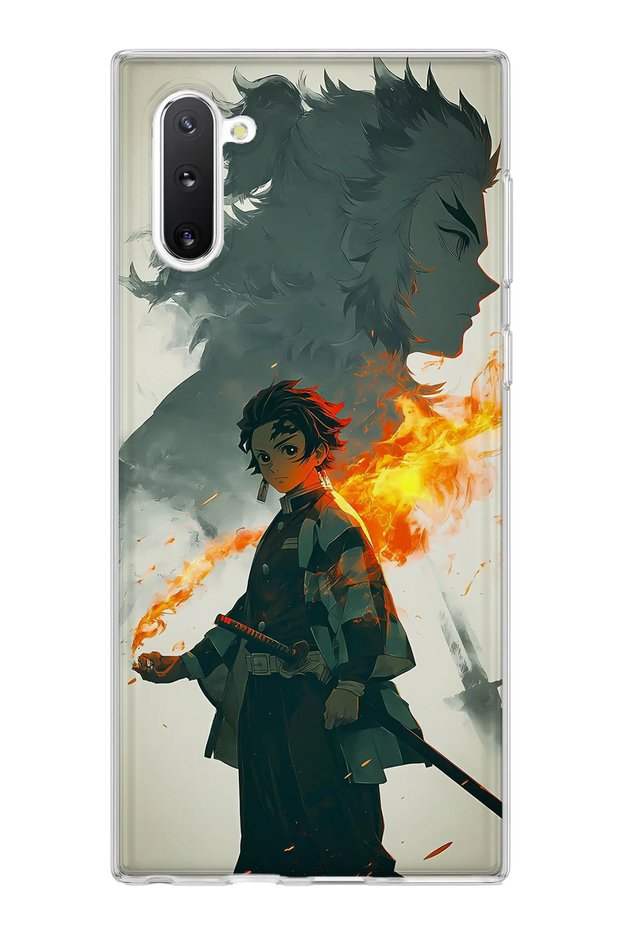 Samsung Galaxy Note 10 Compatible Anime Fire Shadow Printed Transparent Phone Case