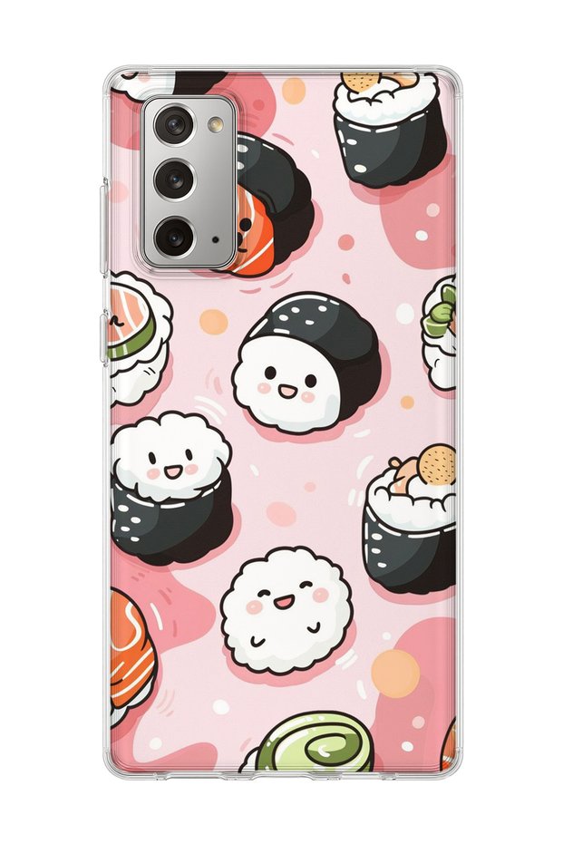 Cute Sushi Printed Transparent Phone Case Compatible with Samsung Galaxy Note 20