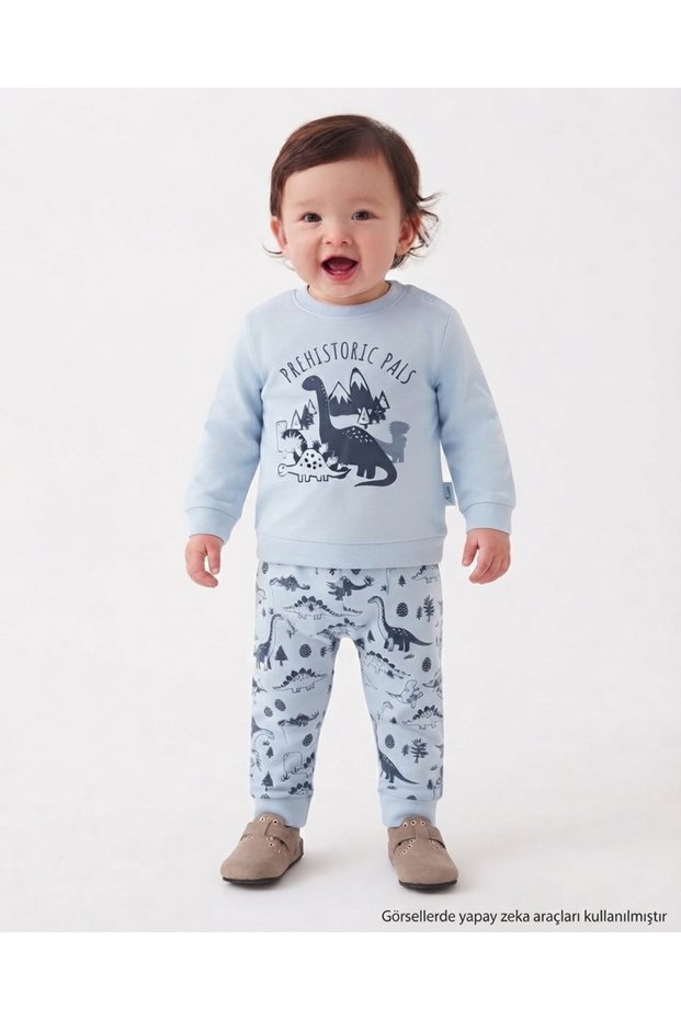 Baby Girl Seasonal 2-Piece Set Palm Tree Patterned Long Sleeve Cotton Comfortable Daily Set-Pink
