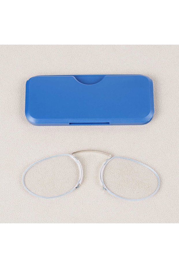 +150 Blue Nose-Clip Reading Glasses, No Temple Arms Design, Lightweight to Wear, Can Be Attached to