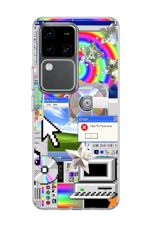 Vivo V30 5g Compatible Rainbow Old Computer Printed Transparent Phone Case