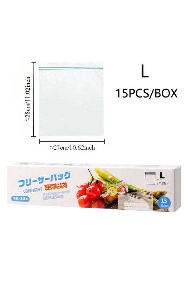 L15Pcs Box Sealed Household Food Bags, Vegetable Refrigerated Storage Bags