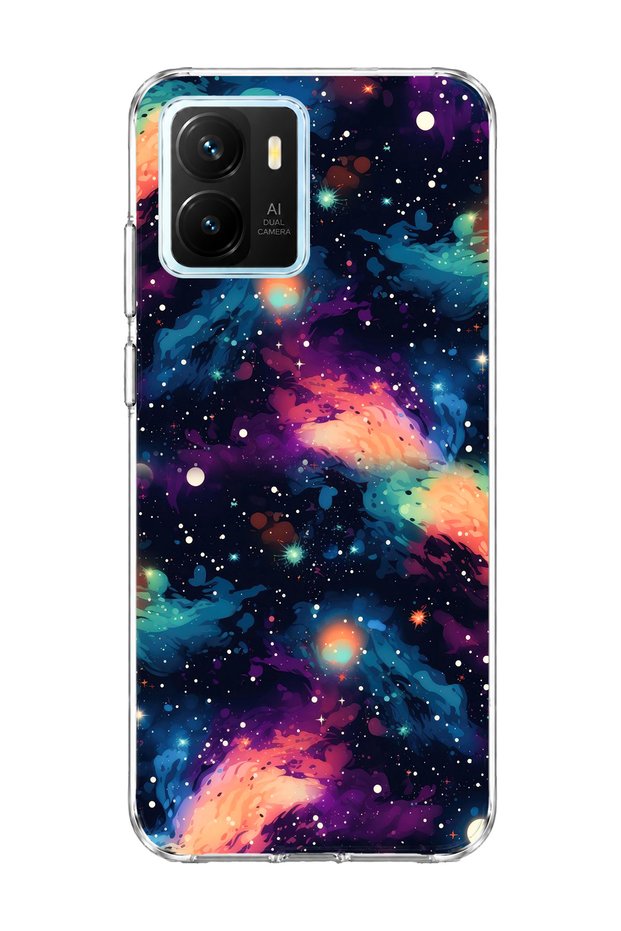 Vivo Y15S Compatible Colorful Galaxy Printed Transparent Phone Case