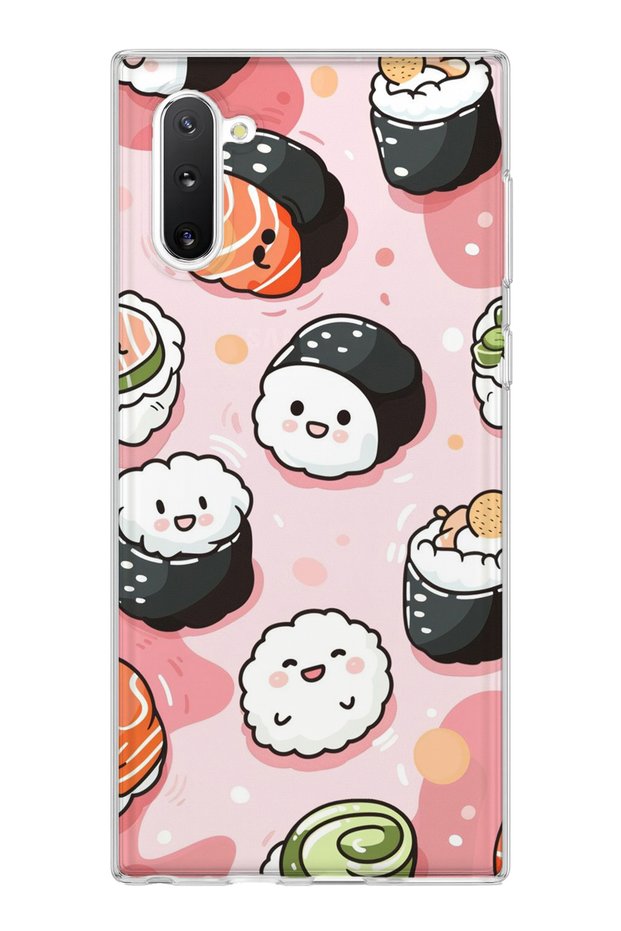 Cute Sushi Printed Transparent Phone Case Compatible with Samsung Galaxy Note 10