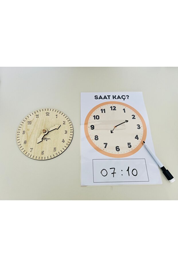 Wooden Moving Clock and Summer Erase Activity