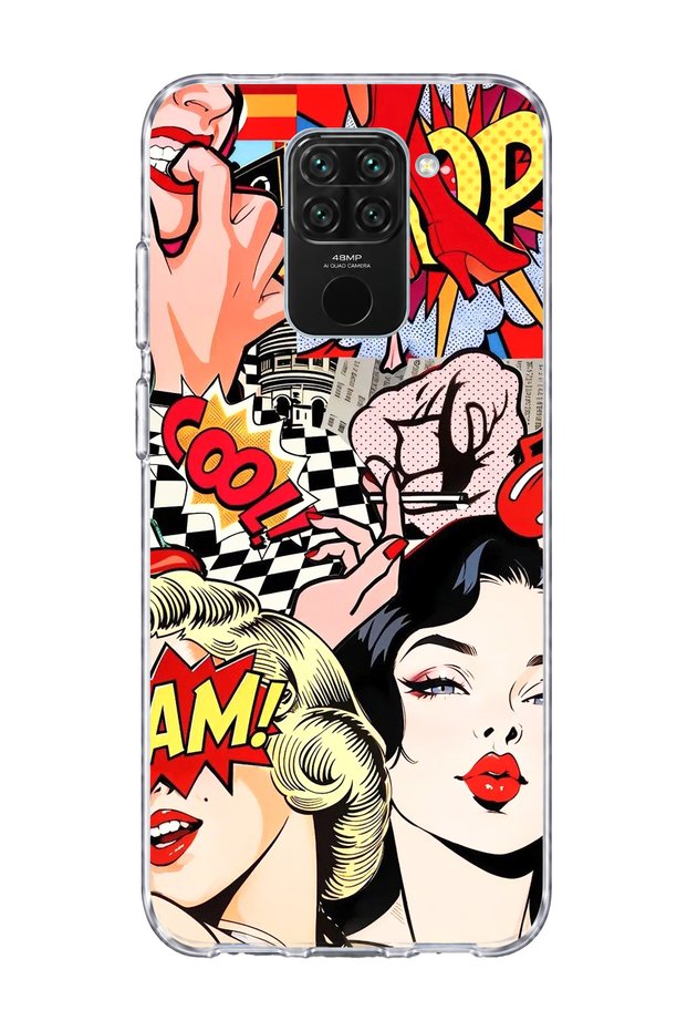 Redmi Note 9 Compatible Comic Book Women's Printed Transparent Phone Case