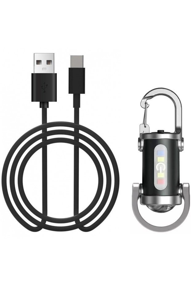 مصباح يدوي صغير LED COB بقوة 1200 لومن قابل لإعادة الشحن عبر USB، ضوء عمل معلق مقاوم للماء مع حلقة مفاتيح