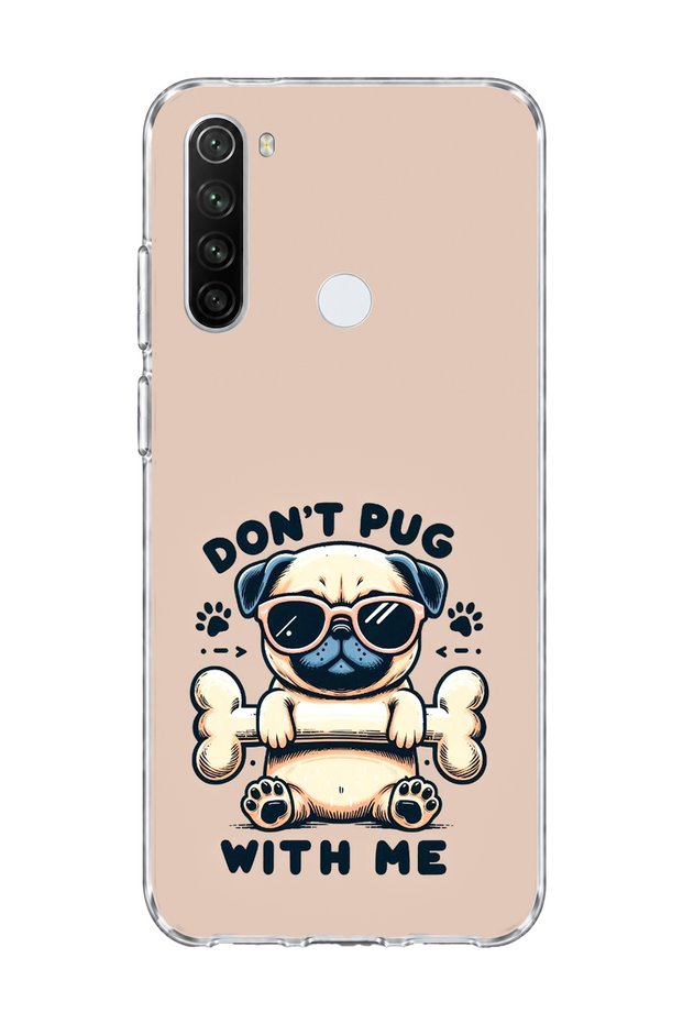 Redmi Note 8 Compatible Glasses and Dog Beige Printed Transparent Phone Case