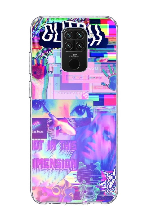 Redmi Note 9 Compatible Pastel Hologram Collage Printed Transparent Phone Case