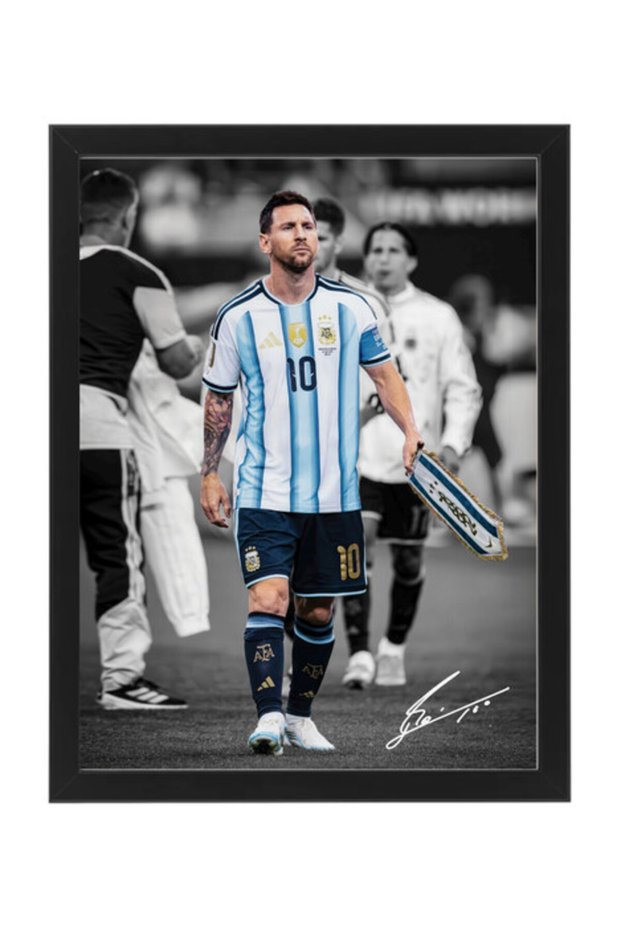 Lionel Messi Argentina 2026 World Cup Framed Poster with Printed Autograph 30x40cm - Football Memorabilia, Soccer Collectible, Gift for Fans , Man Cave