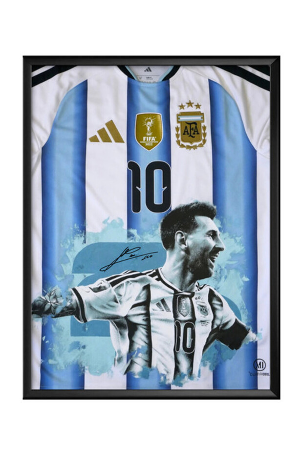 Lionel Messi Argentina 2026 World Cup Framed Poster with Printed Autograph 30x40cm - Football Memorabilia, Soccer Collectible, Gift for Fans , Man Cave
