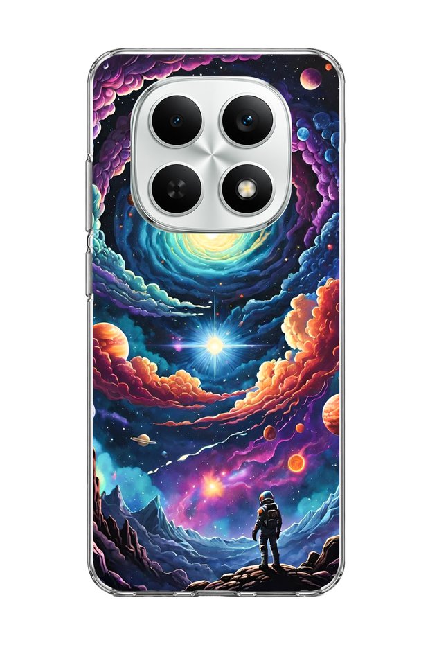 Redmi Note 15 4g Compatible Galaxy Swirl Astronaut Printed Transparent Phone Case
