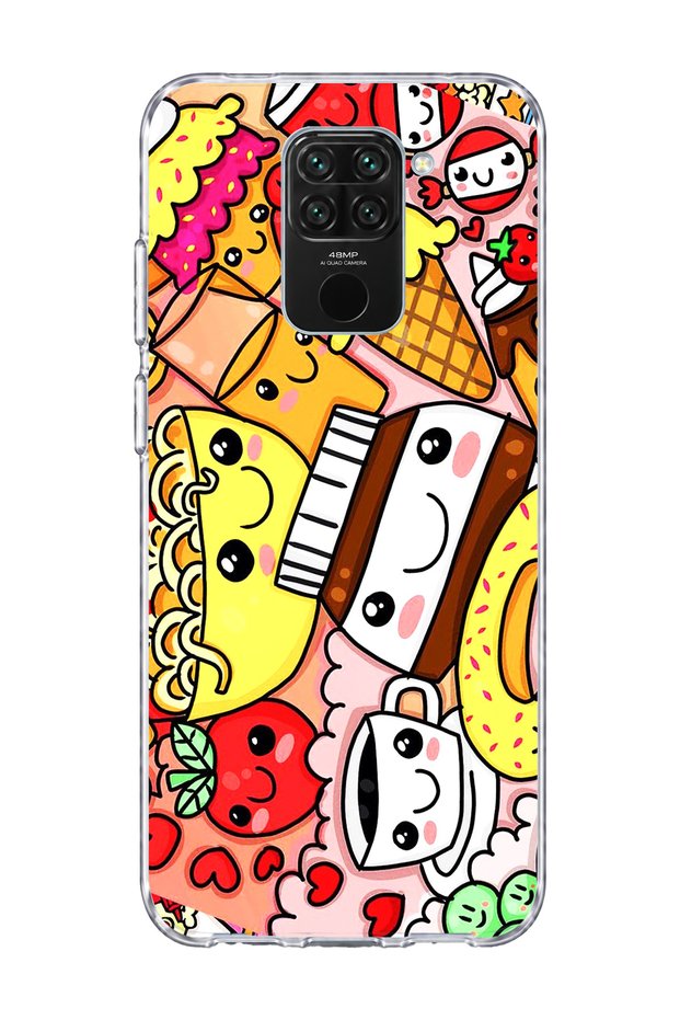 Redmi Note 9 Compatible Cute Colorful Food Printed Transparent Phone Case