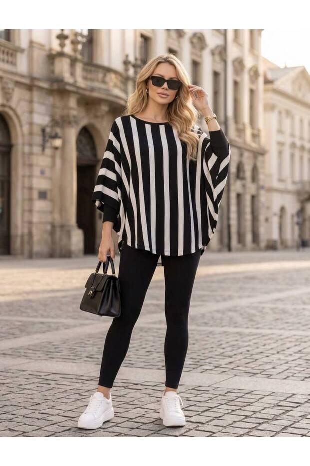 Women's Knitwear Seasonal Striped Poncho