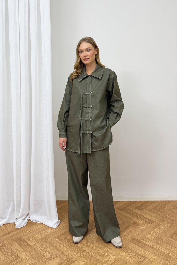 Buttoned Denim Suit 3-4554