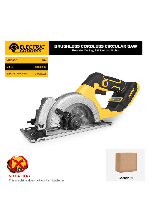 No battery Electric Goddess 5 Inch Brushless Electric Circular Saw Cordless Handheld Miter Saw Power