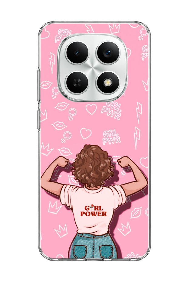 Redmi Note 15 4g Compatible Strong Women's Pink Printed Transparent Phone Case