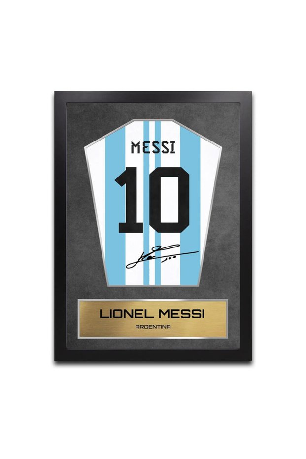 Lionel Messi Argentina with Printed Autograph Framed Poster 30x40cm - Football Memorabilia Wall Art, Soccer Gift for Football Fans