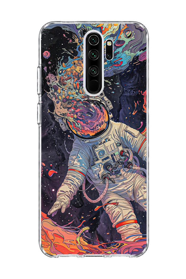 Redmi Note 8 Pro Compatible Colorful Astronaut Printed Transparent Phone Case