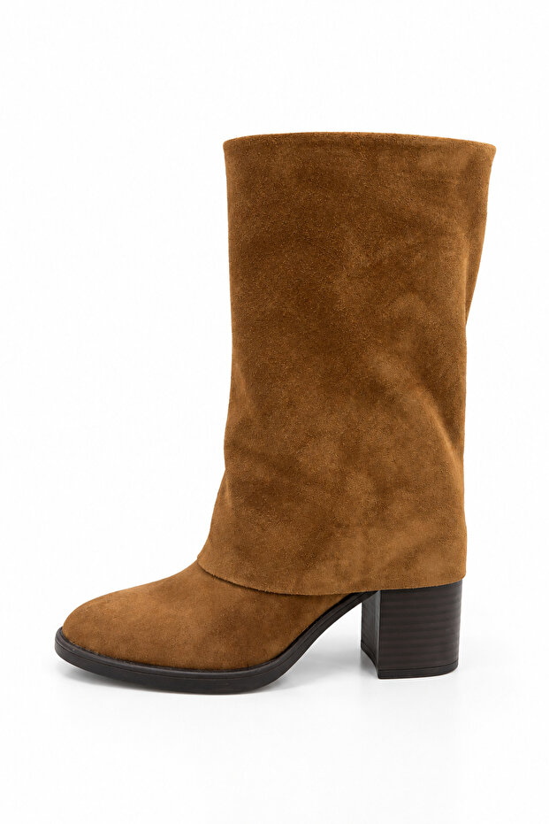Women's Genuine Leather Zippered Thick Heeled Leather Boots 8112