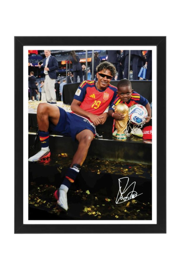 Lamine Yamal Spain 2026 World Cup Printed Autograph Framed Poster 30x40cm - Football Memorabilia, Soccer Collectible, Gift for Fans , Man Cave
