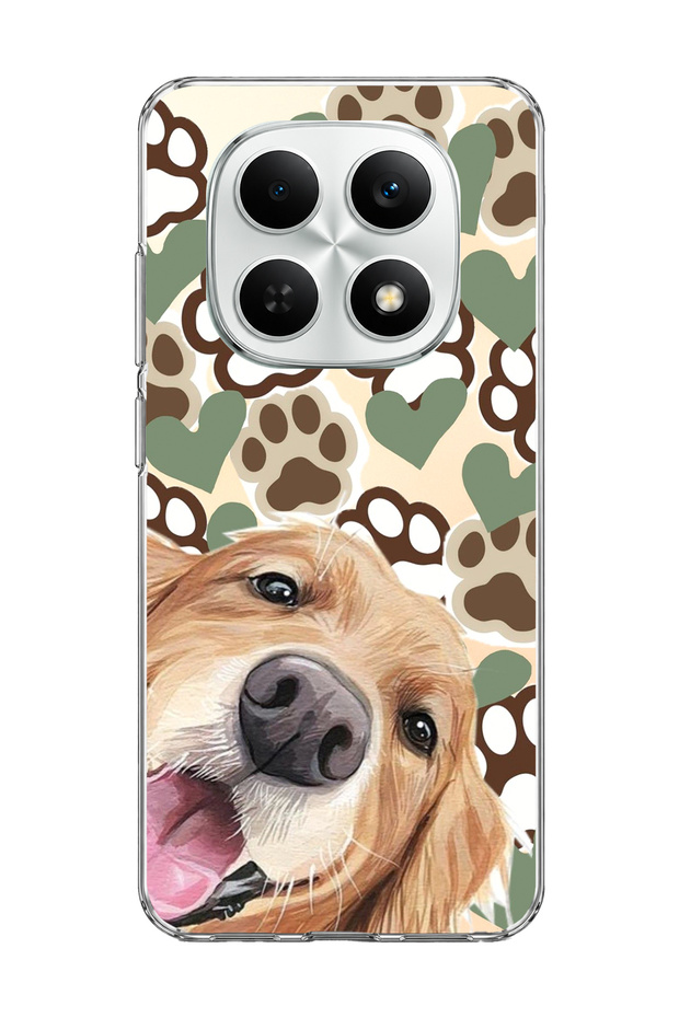 Redmi Note 15 4g Compatible Yellow Dog Paw Heart Printed Transparent Phone Case