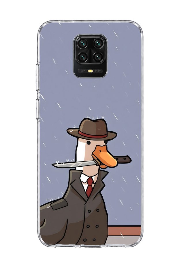 Redmi Note 9 Pro Compatible Transparent Phone Case with Detective Hat and Goose Print