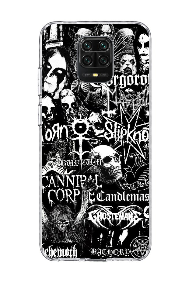 Redmi Note 9 Pro Compatible Gothic Music Collage Printed Transparent Phone Case