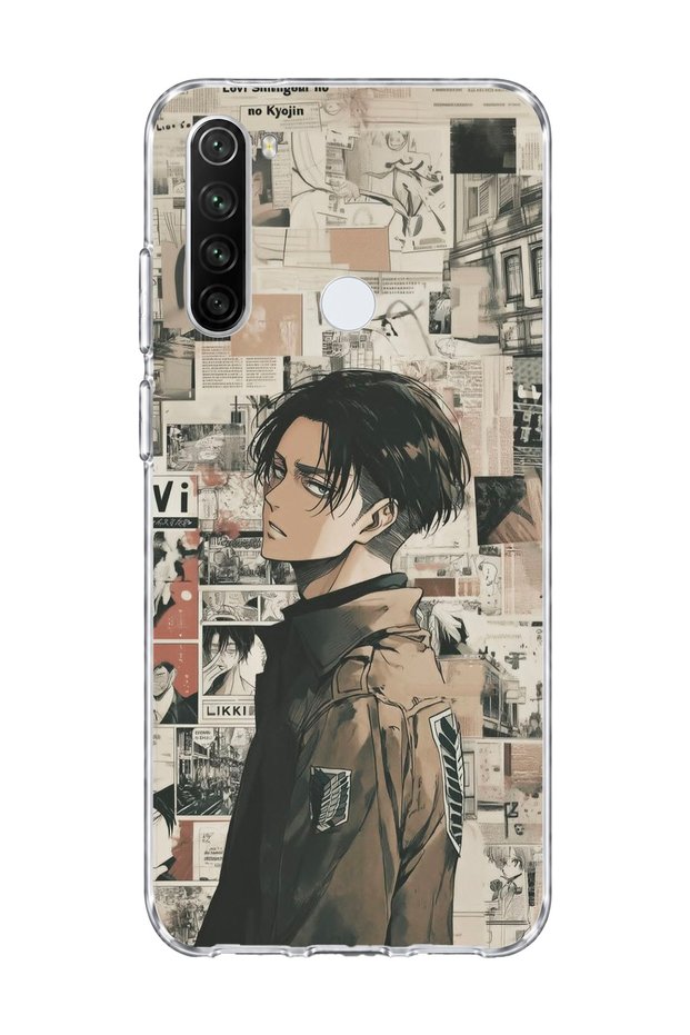 Redmi Note 8 Compatible Anime Newspaper Collage Printed Transparent Phone Case