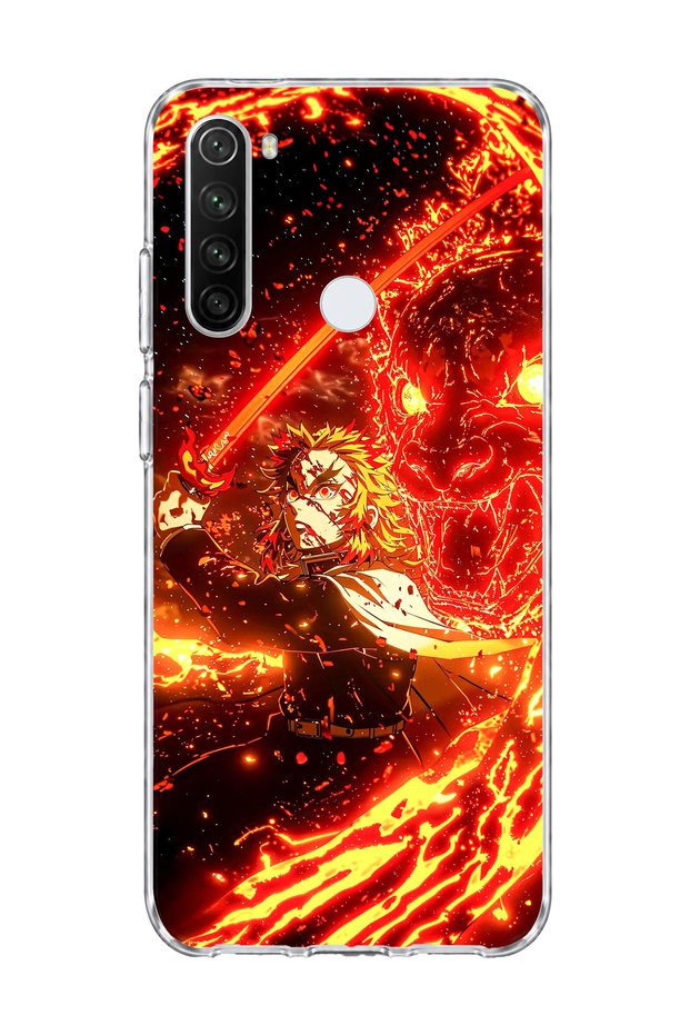 Redmi Note 8 Compatible Anime Flame Sword Printed Transparent Phone Case