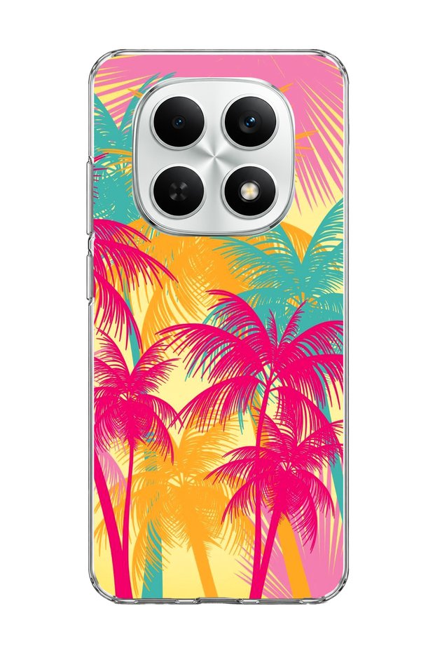 Redmi Note 15 4g Compatible Pink Yellow Palm Printed Transparent Phone Case